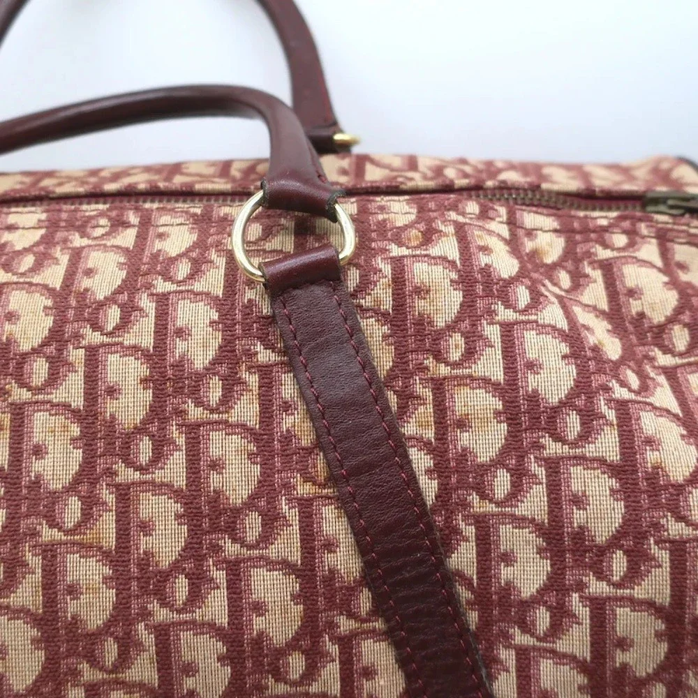 Vintage Christian Dior Trotter Boston Bag Burgundy Diorissimo Canvas - Picture 3 of 11